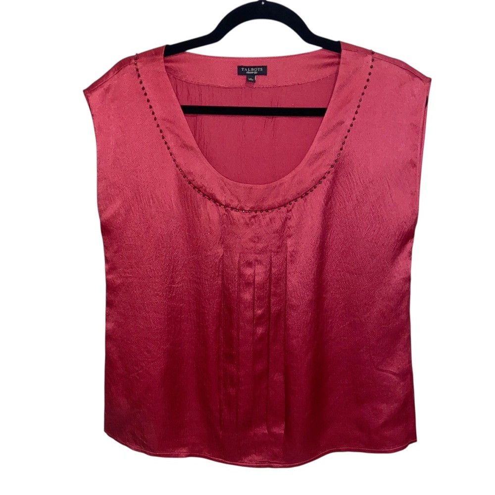 Talbots Top Blouse Womens Size 4 100% Silk Shell Beaded Feminine Career Office